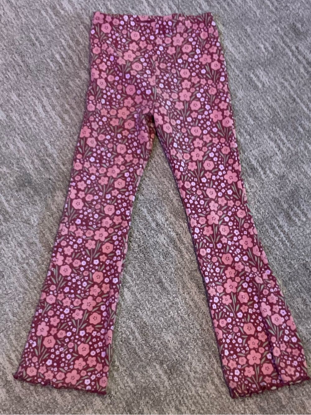 Kids Dark pink Floral Flared Leggings